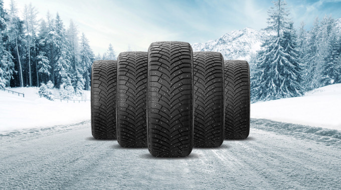 Michelin X-Ice North 4 winter tires on a snow covered road
