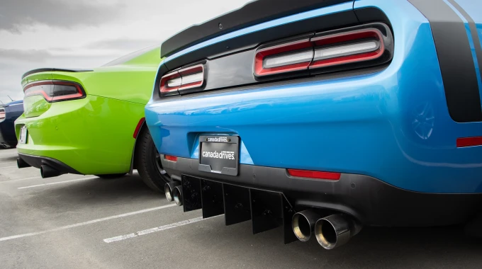 Blue car with Canada Drives license plate